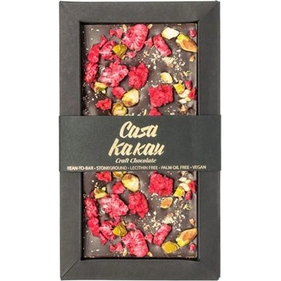 CASA KAKAU Шоколад casa ДАРК ШАМ ФЪСТЪК И МАЛИНА 70ГР