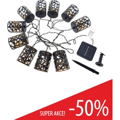 Baterie centrum LED Solární řetěz 10xE12 3,65m IP44 teplá bílá BC0407