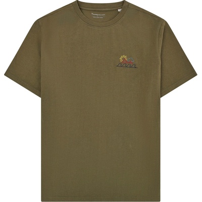 KnowledgeCotton Apparel Мъжка тениска KnowledgeCotton Apparel Regenerative Organic Cotton Chest Print T-Shirt - Burned Olive - размер XL (216-8562-0114)