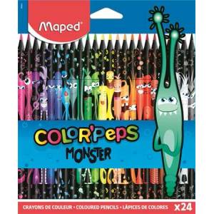 Maped Комплект цветни моливи, триъгълни, MAPED "ColorPeps Monster" 24 различни цвята 862624 (862624)