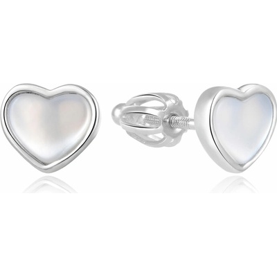AGATO Stříbrné srdíčkové náušnice s perletí AGUP2355L