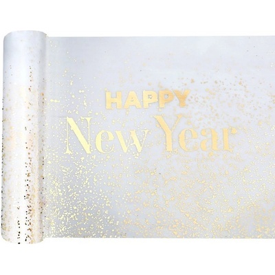Santex Šerpa stolová HNY bílo-zlatá 28 cmx5 m