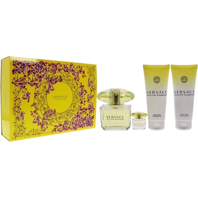 Versace Yellow Diamond Подаръчен комплект, Тоалетна вода 90ml + Мляко за тяло 100ml +Душ гел 100ml + Тоалетна вода 5ml, Жени