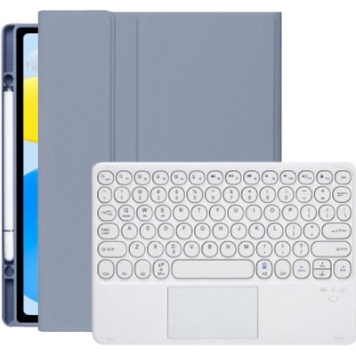 AppleKing puzdro s klávesnicou s okrúhlymi klávesmi, touchpadom a priestorom na Apple Pencil na iPad Air 4 (2020) / Air 5 (2022) / Pro 11" (2018) Modrošedé