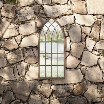 Image 1 of vidaXL Градинско огледало пясъчно 70x30 см желязо за външна употреба (318343)