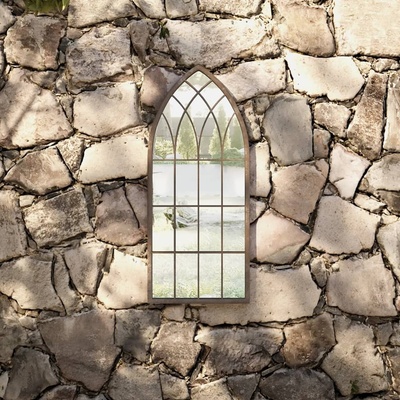 vidaXL Градинско огледало пясъчно 70x30 см желязо за външна употреба (318343)