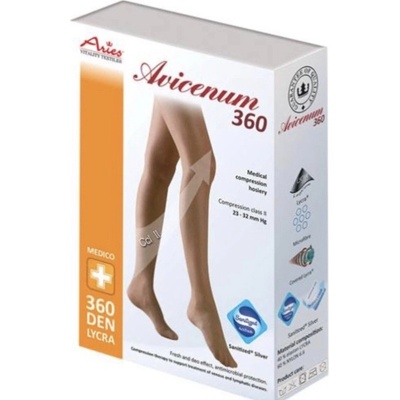 Avicenum 360 DEN pančuchové nohavice Sanitized uzavretá špica Silver