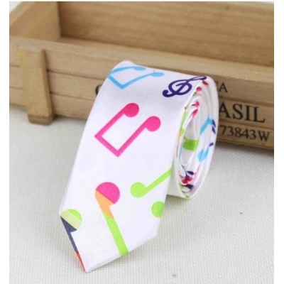 AE production Kravata bílá s barevnými notami