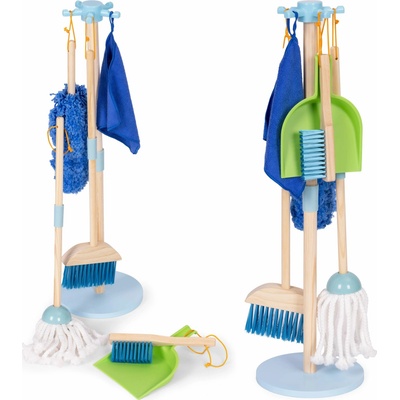 ECOTOYS Detská drevená upratovacia súprava mop a lopatka 7-dielna