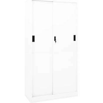 Офис шкаф с плъзгаща се врата, бял, 90x40x180 см, стомана