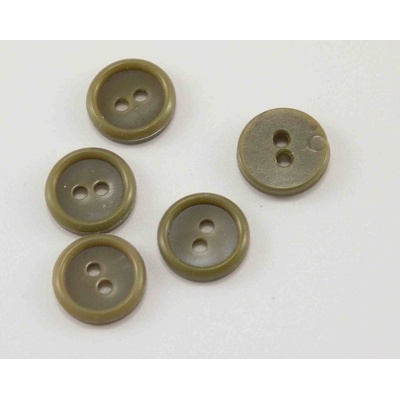 Dierkový košeľový gombík - khaki zelený - priemer 1,1 cm