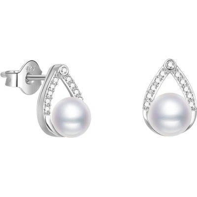 AGATO Stříbrné náušnice pecky s pravou sladkovodní perlou AGUP2266P