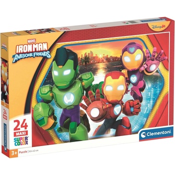 Clementoni Детски пъзел Clementoni от 24 макси части - Железният човек и неговите приятели (24829)