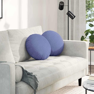 vidaXL Възглавници за седалки 2 pcs Дънково син Ø40 x 13 см текстил (42014134)