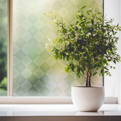 DIMEX ART Прозрачна фолиа за прозорец квадрати - ширина 122 см