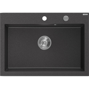 Mexen Elix гранитна мивка с 1 отделение 700 x 500 mm, черно напечено, сифон хром - 6526701005-76 (6526701005-76)