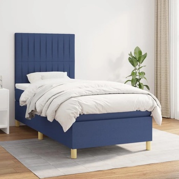 vidaXL Боксспринг легло с матрак, синя, 90x200 см, плат (3142471)