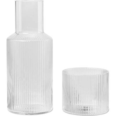 Ferm Living Sada karafy se skleničkou Ripple 0,5 l, Clear, 5447