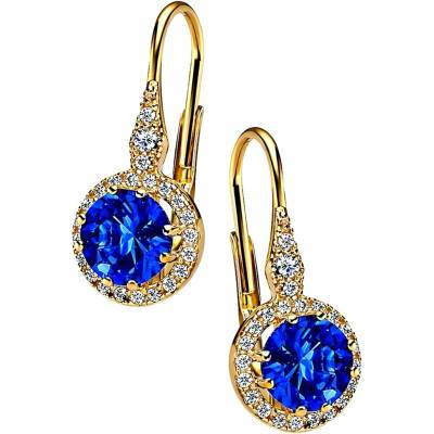 Zlaton Náušnice žluté zlato visací s kamenem osazené zirkony 2cm 2.5g N04092604280
