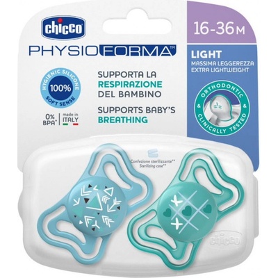 Chicco Physio light silikon dudlík 2ks modrá