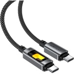 ACEFAST - Кабел за данни (C21-03) - Бързо зареждане, Type-C към Type-C, 60W, 3A, Цветен градиентен светлинен ефект, 1.2 м - Черен