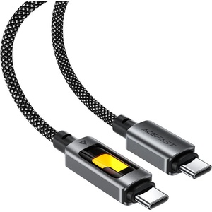 ACEFAST - Кабел за данни (C21-03) - Бързо зареждане, Type-C към Type-C, 60W, 3A, Цветен градиентен светлинен ефект, 1.2 м - Черен