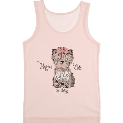 Bavlnené dievčenské tielko psík s mašličkou Donella 5 kusov v balení