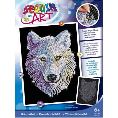 Sequin Art - Изкуство с пайети, синя серия, Бял вълк
