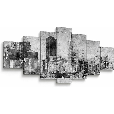 Obraz - Coffee art city, sedemdielne 210x100 cm