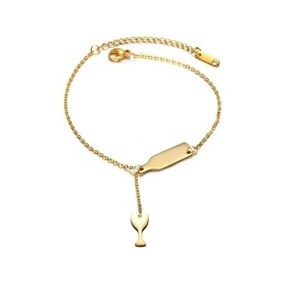 Šperky4U zlacený ocelový lahev vína OPA1540-GD