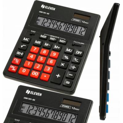 Eleven Kalkulačka černá s červenou numerickou klávesnicí CDB1201BK-RD