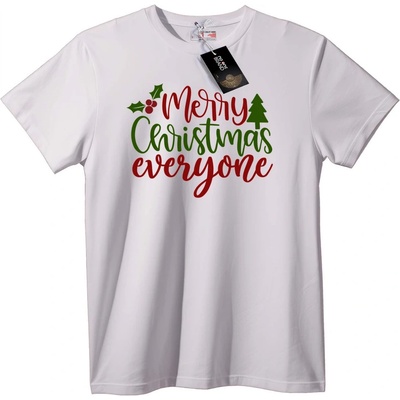 NOONEBRAND Тениска Весела Коледа на Всички - 2XL, White