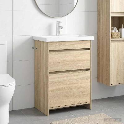 vidaXL Комплект мебели за баня Дъб сонома 61 x 40 x 84, 5 см (3404260)