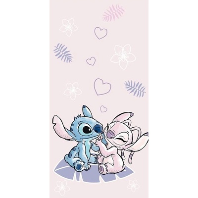 Jerry Fabrics Dětská osuška LILO AND STITCH ružová 70 x 140 cm
