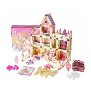 Mádara Wooden dollhouse, 298 pieces, with figurines and furniture, 3 level Adar (567382)