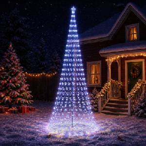 vidaXL LED Коледна Елха 500 см 550 LED светодиода Синьо Желязо Черно (42053611)