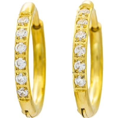 BRUNOshop.cz Náušnice kroužky s kamínky gold S4426