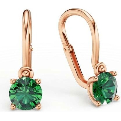 Danfil Dětské náušnice C4910 z růžového zlata s kamínkem Emerald Green, zapínání brizura