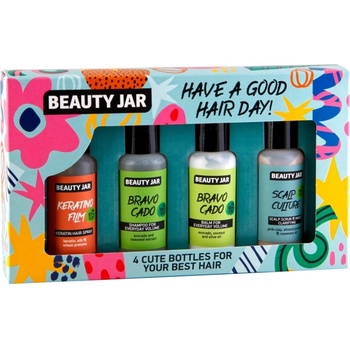 Beauty Jar Have A Good Hair Day Keratino Film sprej na vlasy 80 ml + Bravocado čisticí šampon 80 ml + Bravocado balzám na vlasy 80 ml + Scalp Culture čisticí peeling na vlasy a vlasovou pokožku 80 ml
