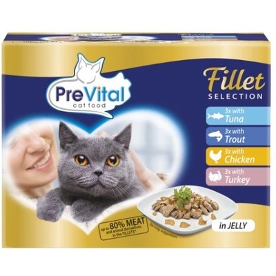 PreVital Fillet Selection Консерва риба/пъстърва/пиле/индейка в желе 12 x 85 г