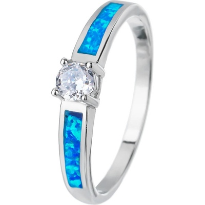Bealio stříbrný prsten SOLITÉR modrý OPÁL 03 04349 3341