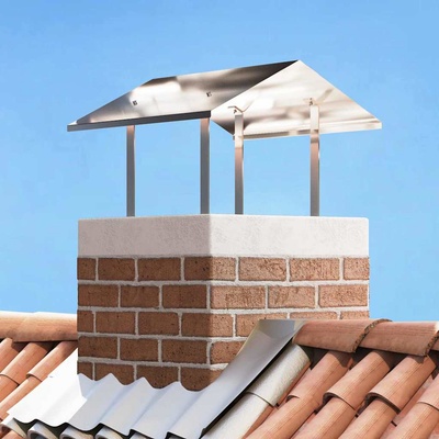 vidaXL Капак за камина Сребрист 60 x 60 x 38 cm Неръждаема стомана (42008436)