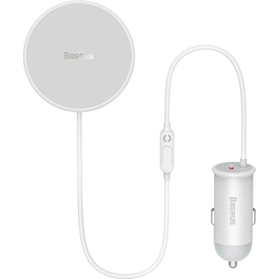 Baseus Безжично зарядно устройство за кола Baseus, 15W, за вентилационните отвори, съвместимо с MagSafe, USB Type C, 25W, бяло (CW01) (SUCX040102)