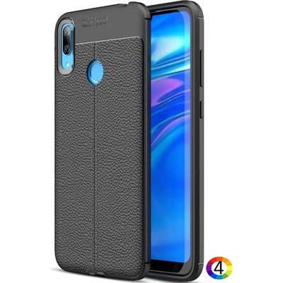 Huawei Y7 (2019) Удароустойчив Litchi Skin Калъф и Протектор
