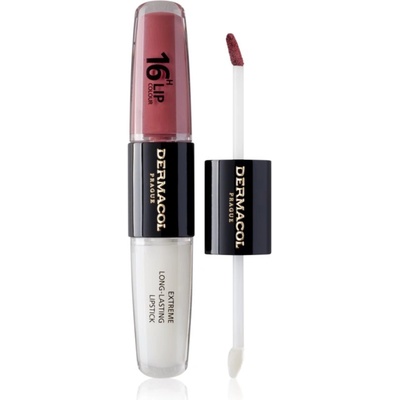 Dermacol 16H Lip Colour дълготрайно червило и гланц за устни цвят 12 Trouble Free 2x4ml
