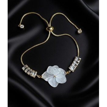 Meganflo Гривна с бяла хортензия и кристали