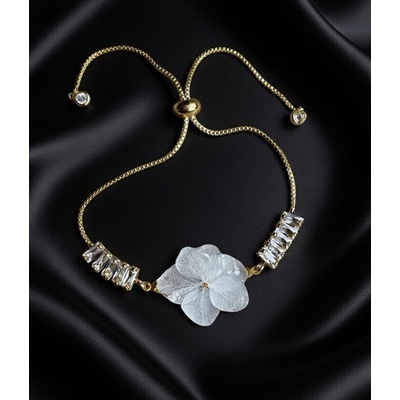 Meganflo Гривна с бяла хортензия и кристали