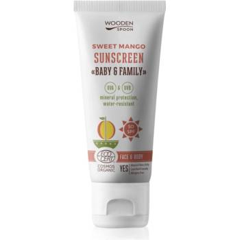 Wooden Spoon Baby & Family Sweet Mango защитно слънцезащитно мляко за цялото семейство SPF 50 100ml