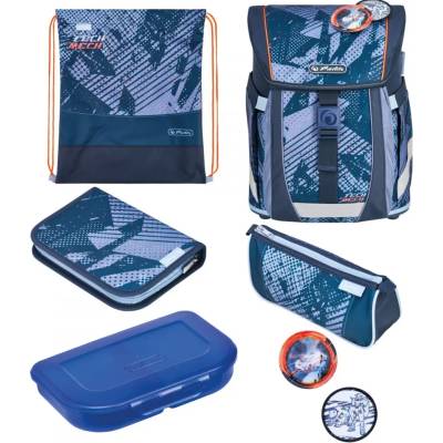 Herlitz Ученически комплект чанта-раница, мешка, несесери, кутия + значки FiloActive XL PLUS Tech Mech - Herlitz