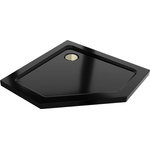 Mexen Flat петоъгълна плитка 80 x 80 см, черна, сифон златист - 41P708080-G (41P708080-G)